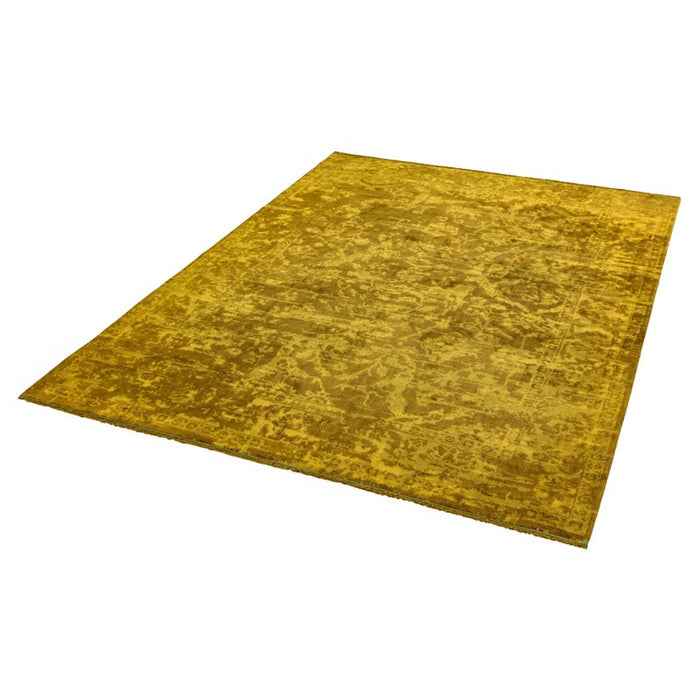 Zehraya Abstract Persian Distressed Rugs in ZE09 Gold Yellow