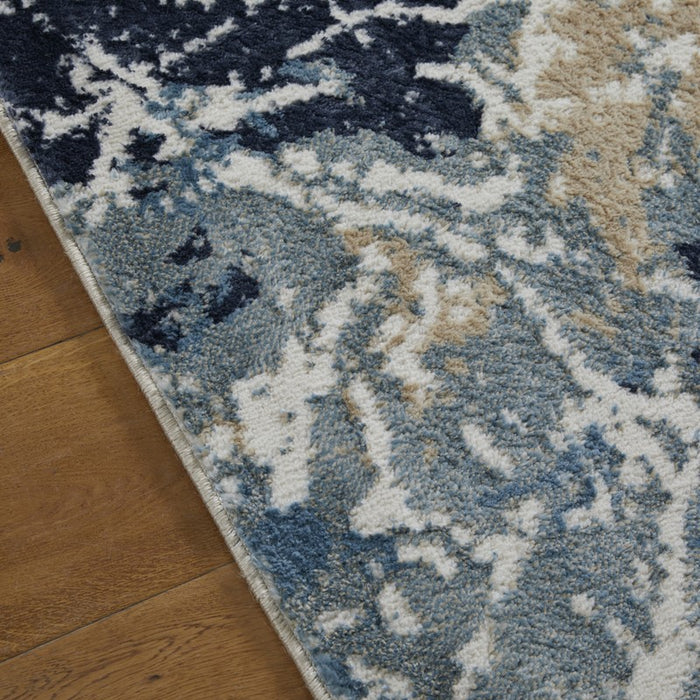Zoe 2060 J Rugs in Abstract Distressed Blue Multi