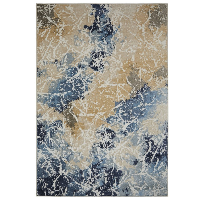 Zoe 2060 J Rugs in Abstract Distressed Blue Multi