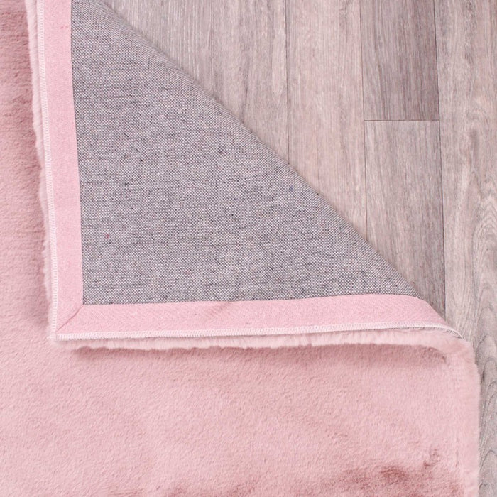 Luxe Faux Fur Plain Rug in Blush Pink