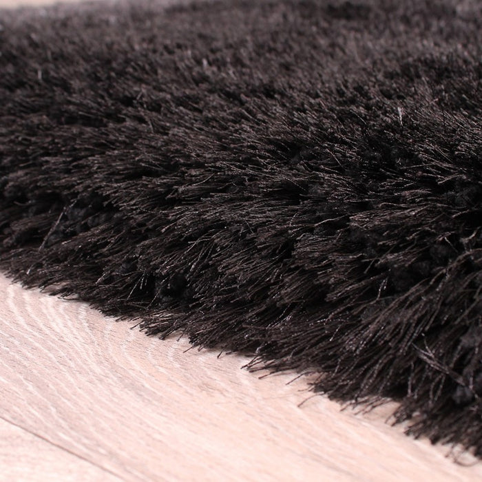 Mayfair Modern Plain Shaggy Rugs in Black