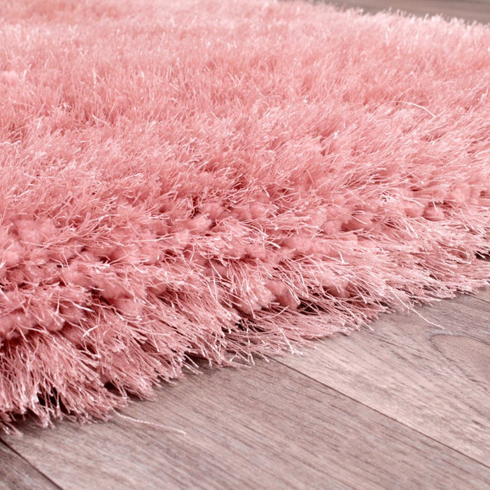 Mayfair Modern Plain Shaggy Rugs in Blush Pink