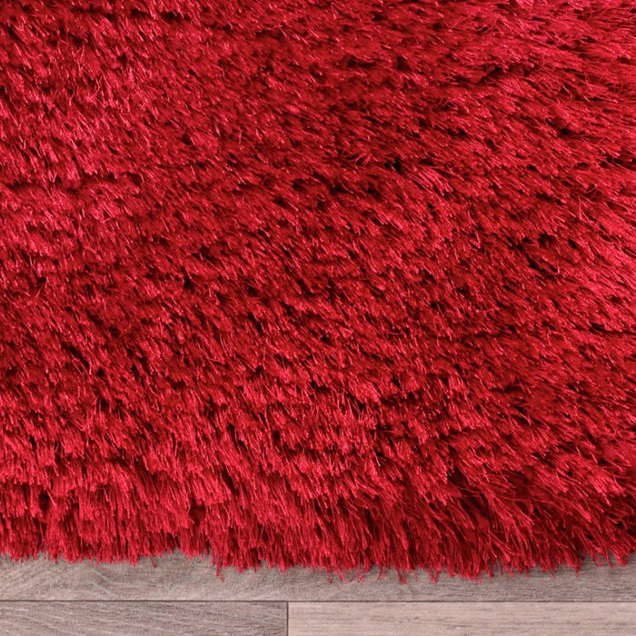 Mayfair Modern Plain Shaggy Rugs in Red