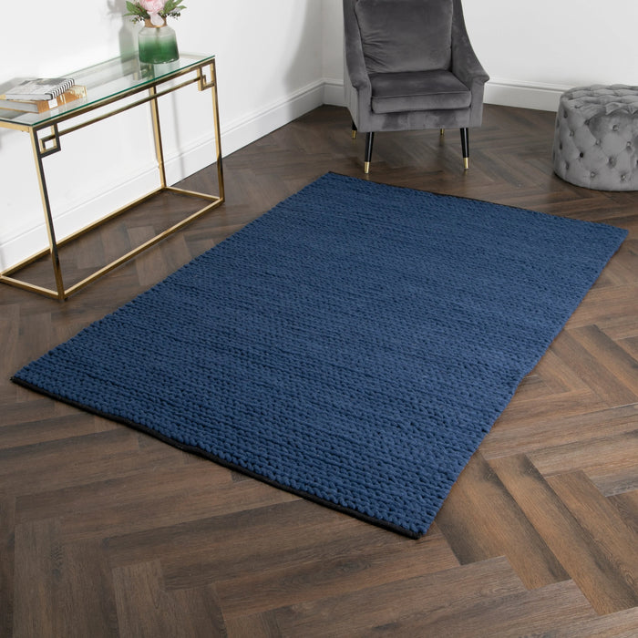 Navy Knitted Rug