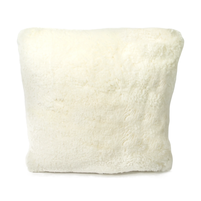 Ivory Short Pile Sheepskin Square Cushion - 45x45cm