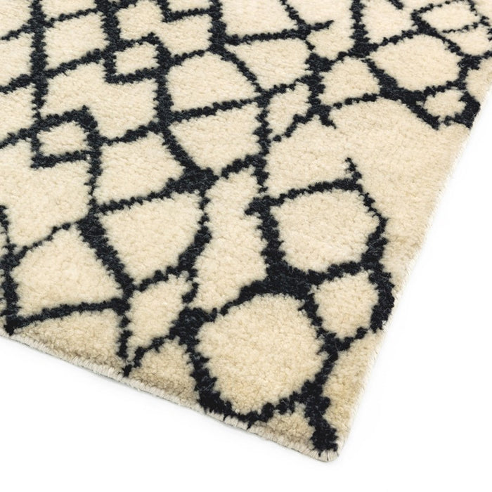 Amira Wool Rugs AM007 in Cream and Black Scandinavian Moroccan Design