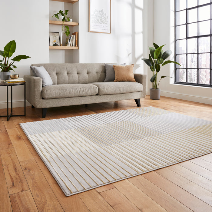 Apollo 2681 Grey/Gold Modern Linear Rug