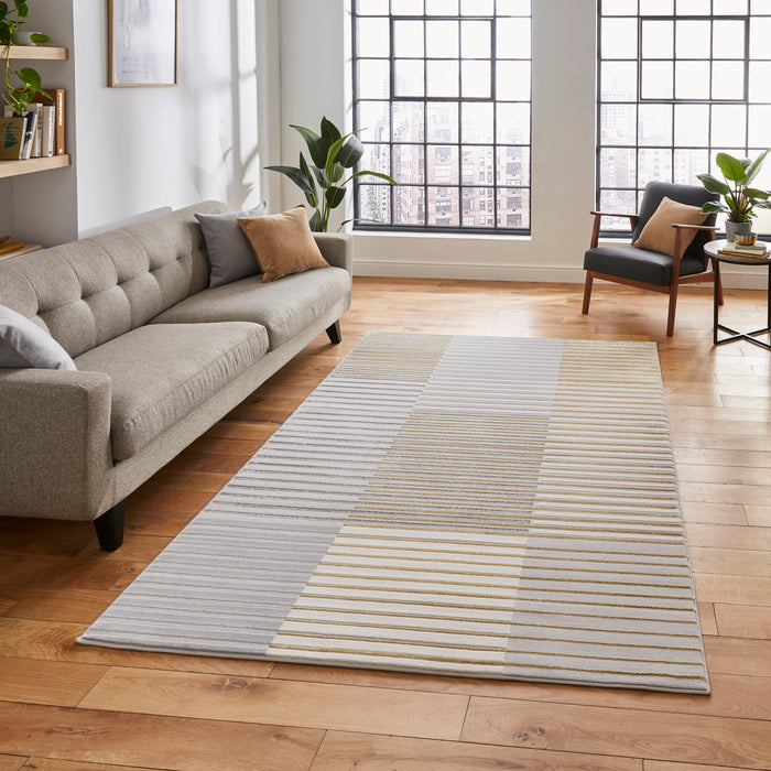 Apollo 2681 Grey/Gold Modern Linear Rug