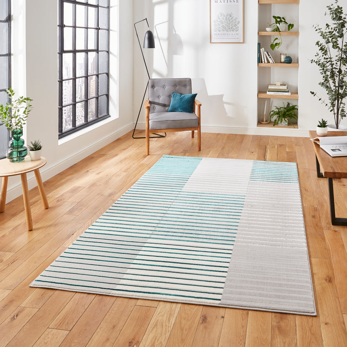 Apollo 2681 Grey/Green Modern Linear Rug