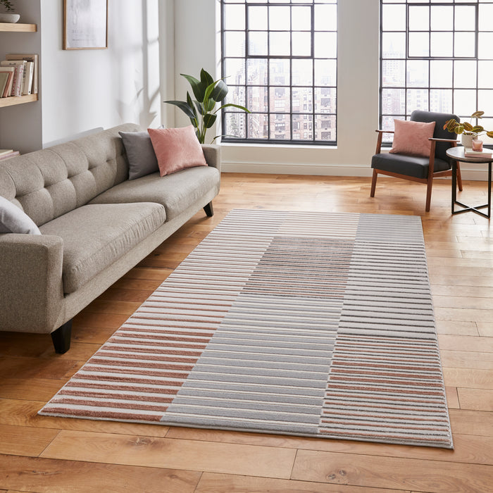 Apollo 2681 Grey/Rose Modern Linear Rug