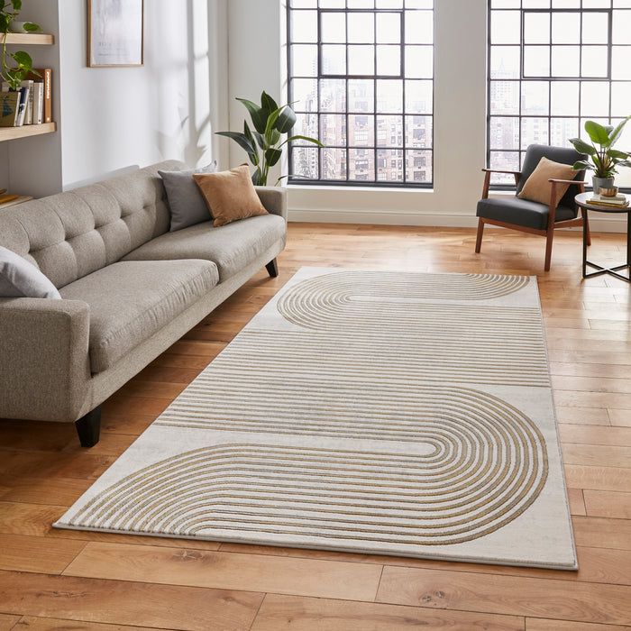 Apollo 2683 Grey/Gold Modern Linear Rug