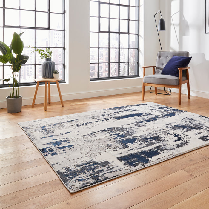 Apollo GR579 Grey/Navy Modern Abstract Rug