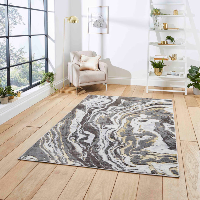 Apollo GR584 Grey/Gold Modern Abstract Rug