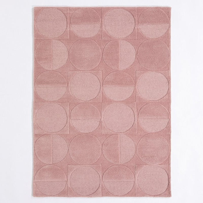 Arabella Geometric Carved Wool Rugs in Pink