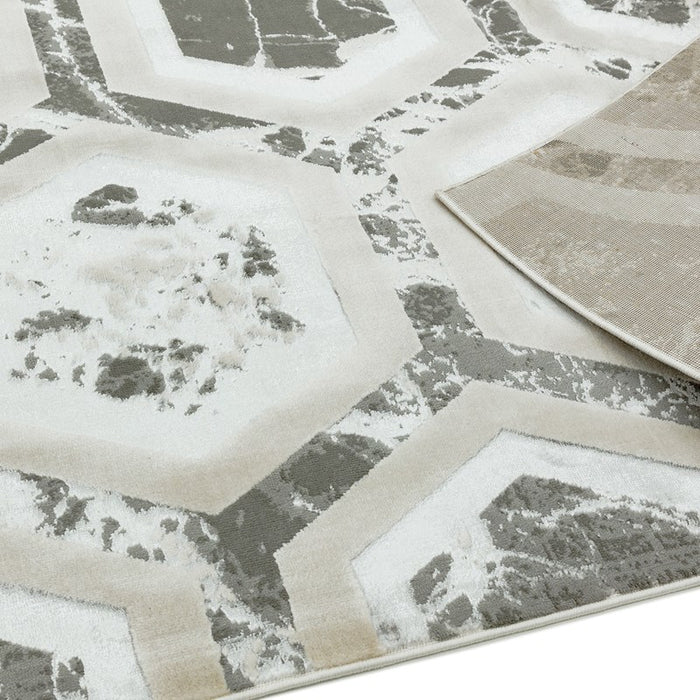 Aurora Crystal AU12 Geometric Rugs in Silver Beige