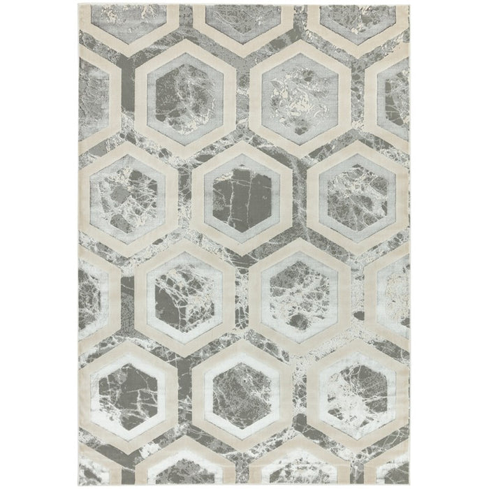 Aurora Crystal AU12 Geometric Rugs in Silver Beige