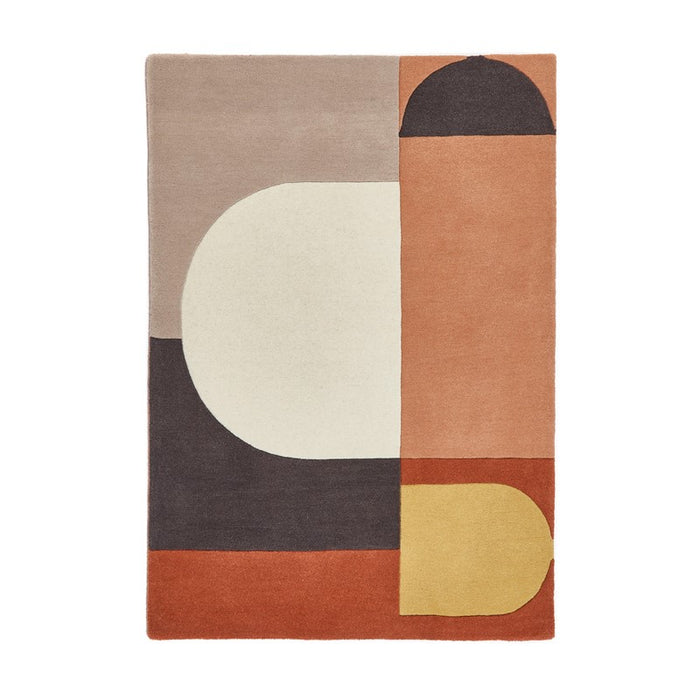 Bauhaus Art Geometric Wool Rugs in Brown Multi