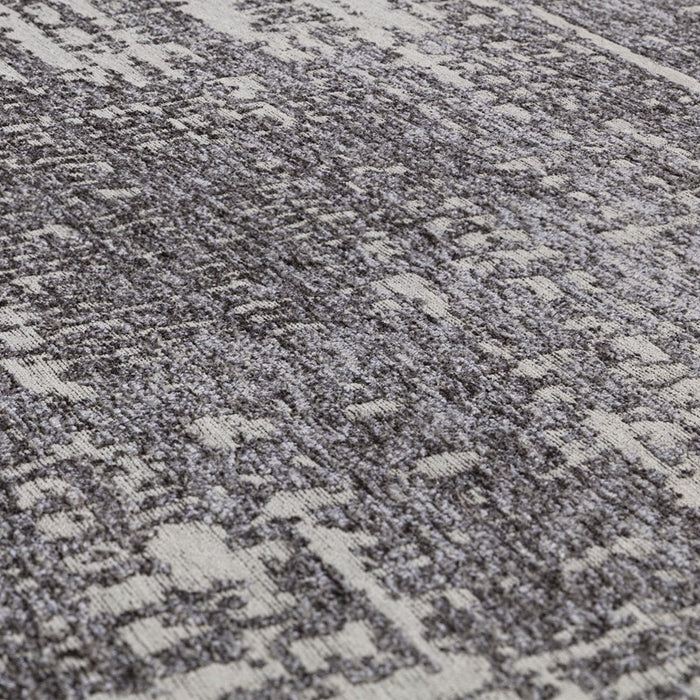 Beau Abstract Textured Flatweave Rug in Carbon Grey