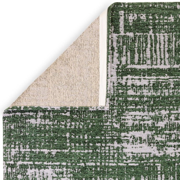 Beau Abstract Textured Flatweave Rug in Forest Green