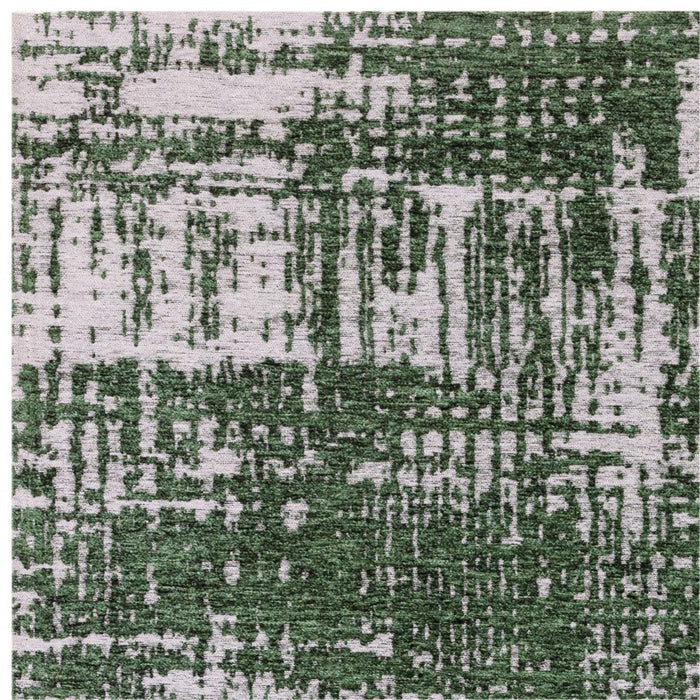 Beau Abstract Textured Flatweave Rug in Forest Green