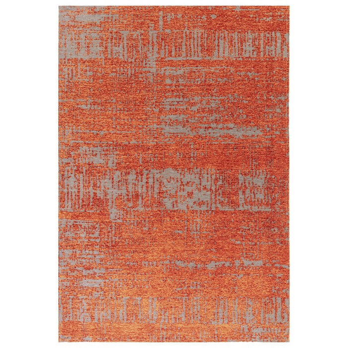 Beau Abstract Textured Flatweave Rug in Marmalade Orange