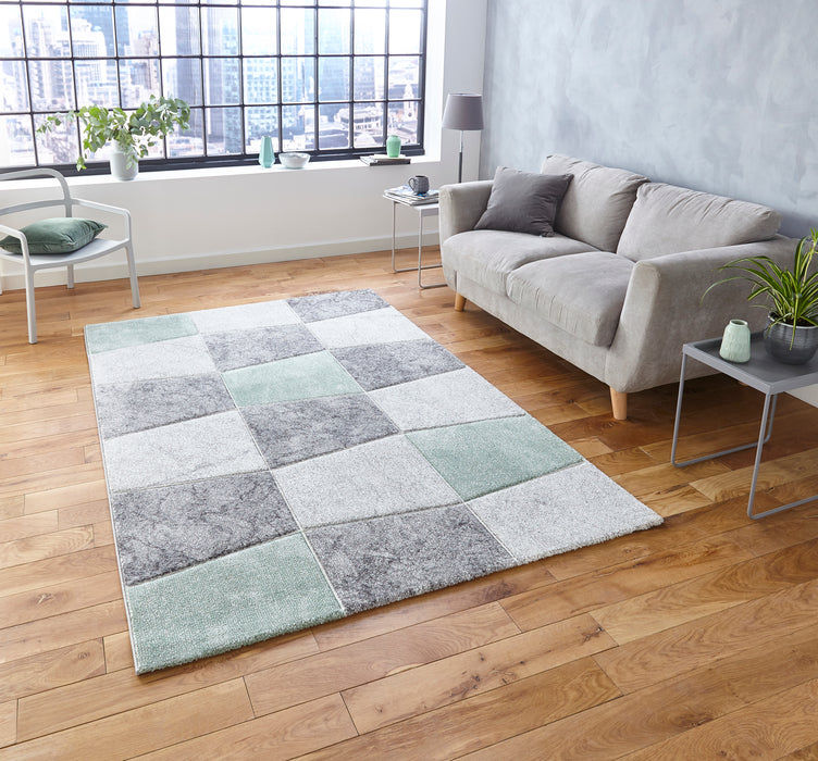 Brooklyn 22192 Grey/Green Modern Geometric Rug