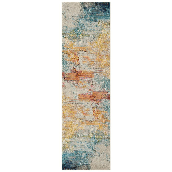 Celestial Modern Abstract Hallway Runner Rug CES02 in Seaglass by Nourison