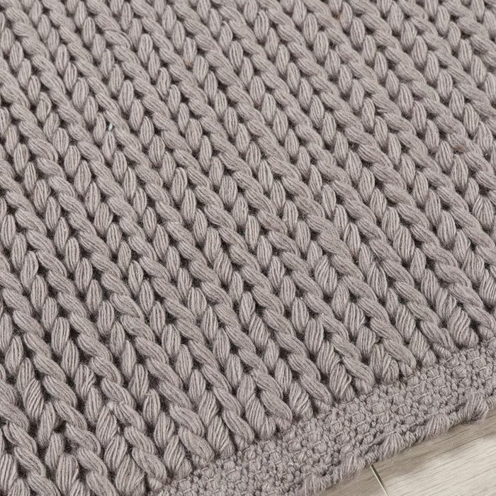 Cable Chunky Knitted Wool Rugs in Warm Grey