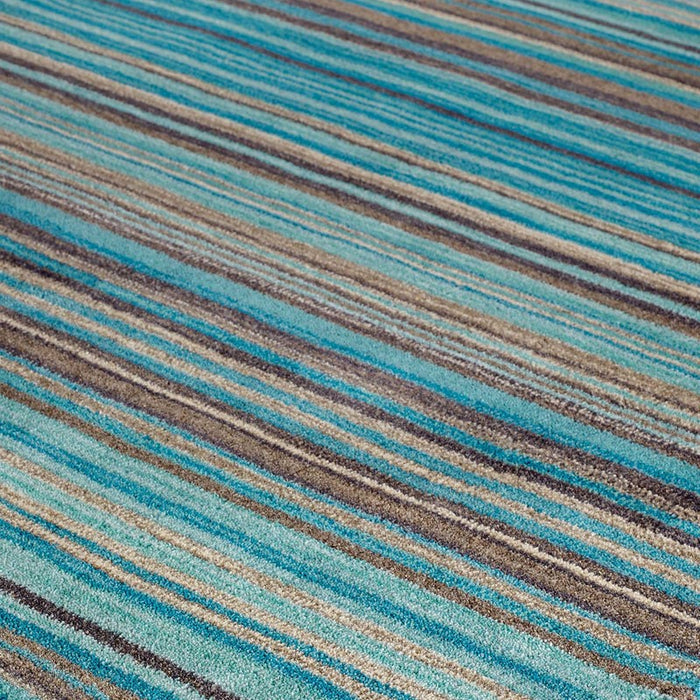 Oriental Weavers Carter Modern Stripe Wool Rugs in Teal Blue