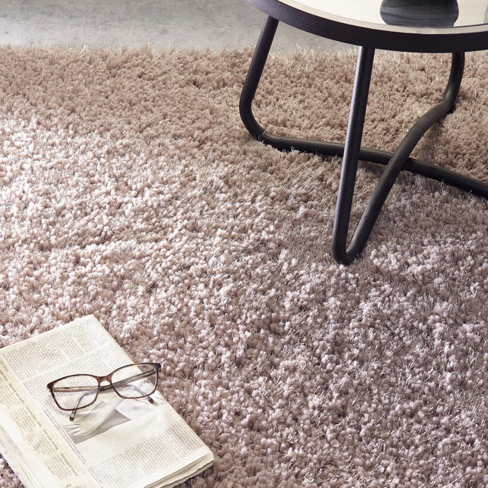 Chicago Shaggy Modern Plain Rugs in Taupe