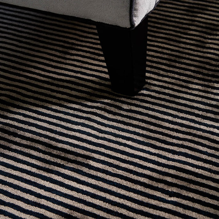 Katherine Carnaby Chrome Stripe Rug in Nero