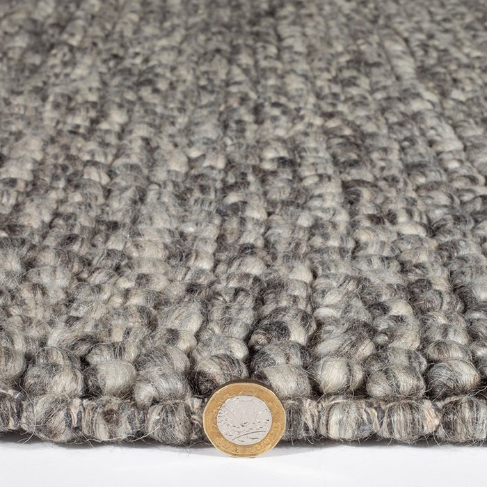 Delilah Mayfair Motted Pebble Wool Rugs in Grey Black