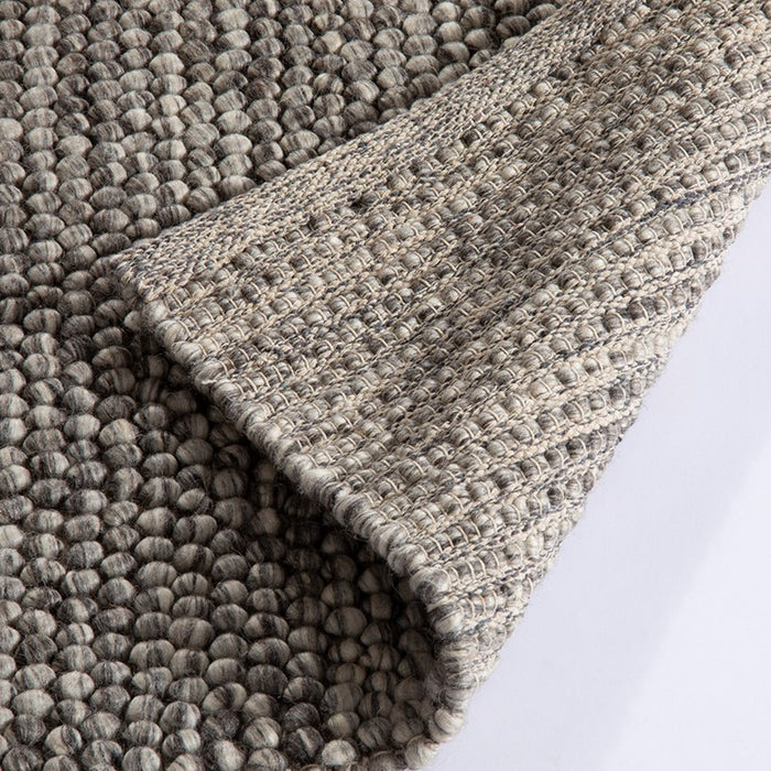 Delilah Mayfair Motted Pebble Wool Rugs in Grey Black