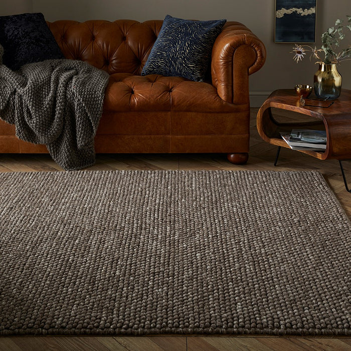 Delilah Mayfair Motted Pebble Wool Rugs in Taupe