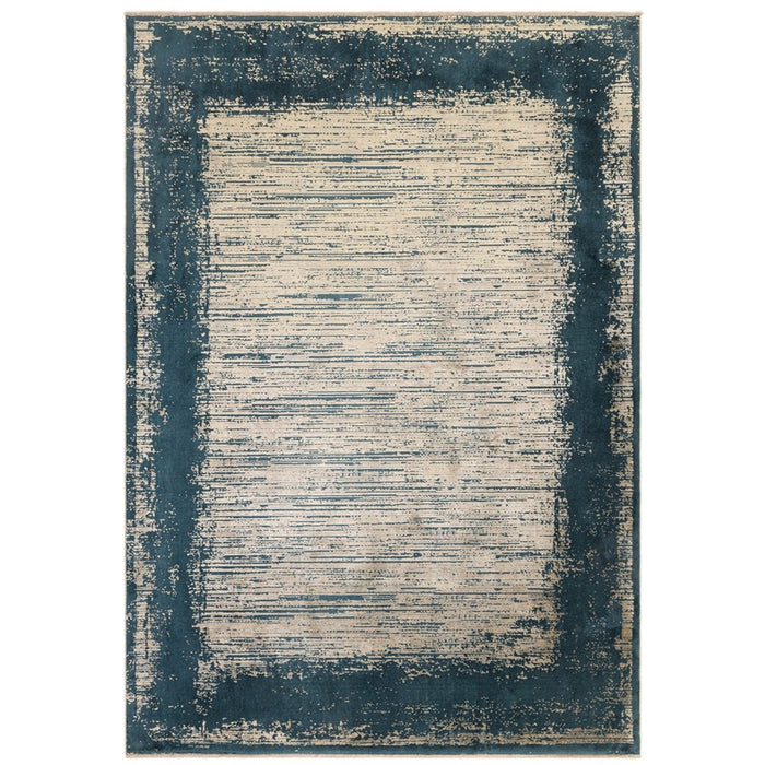 Elodie Contemporary Bordered Rug in Emerald
