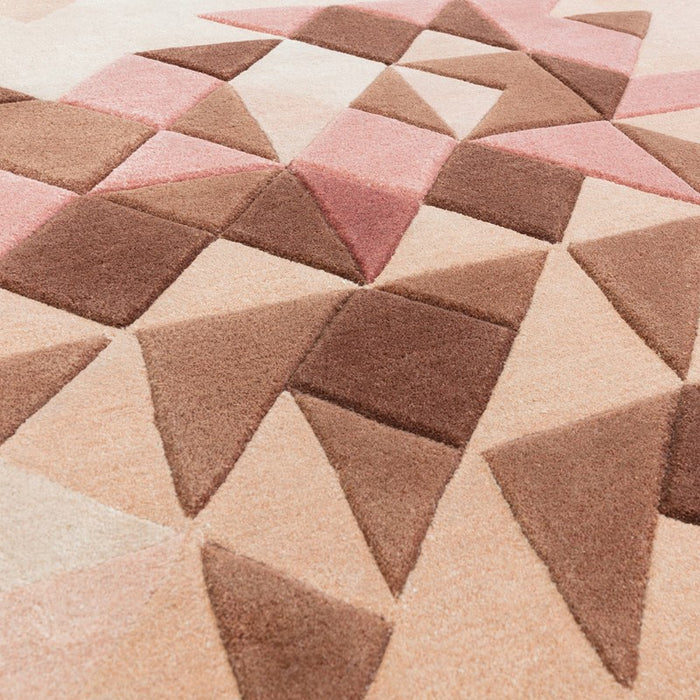 Enigma Modern Carved 3D Wool Rugs in Rose Pink Multi