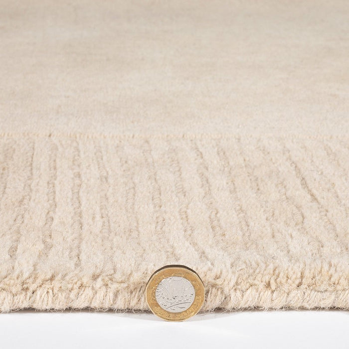 Esme Plain Carved Wool Rugs in Cream