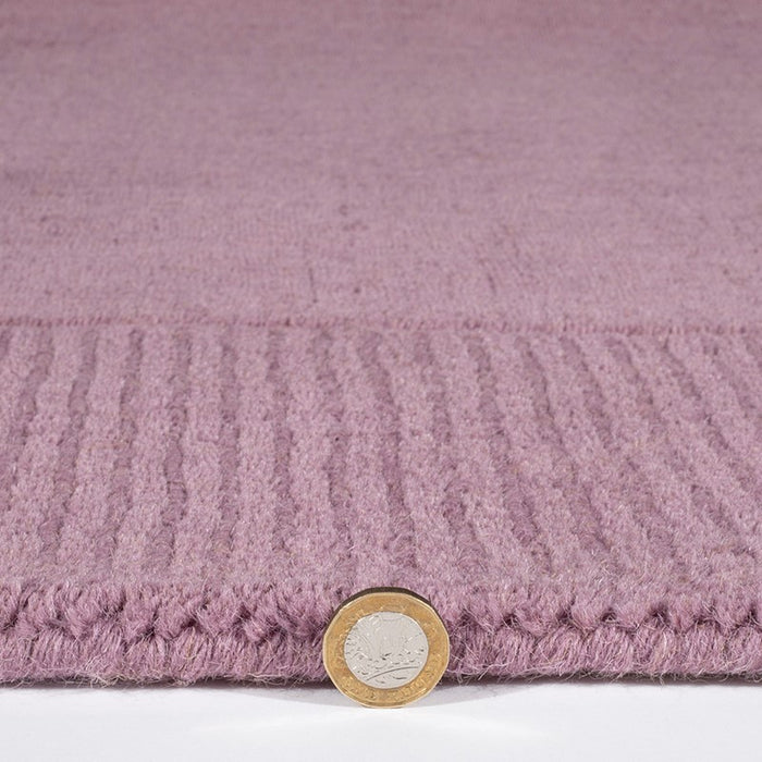 Esme Plain Carved Wool Rugs in Mauve Purple