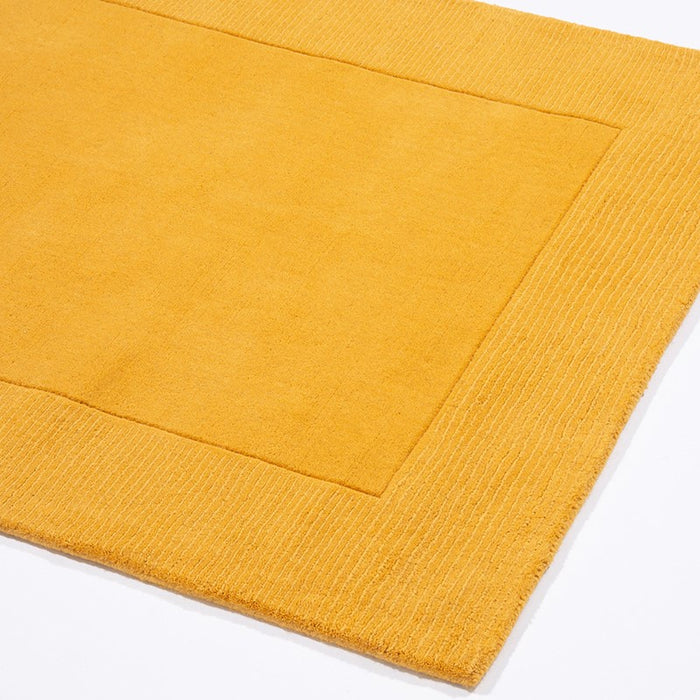 Esme Plain Carved Wool Rugs in Ochre Yellow