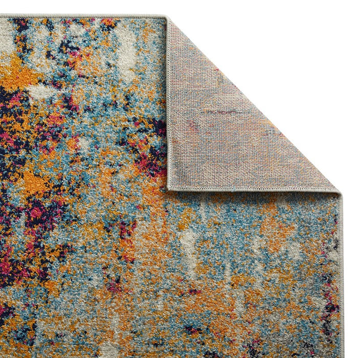 Gilbert 90 X Distressed Abstract Rugs in orange Multi