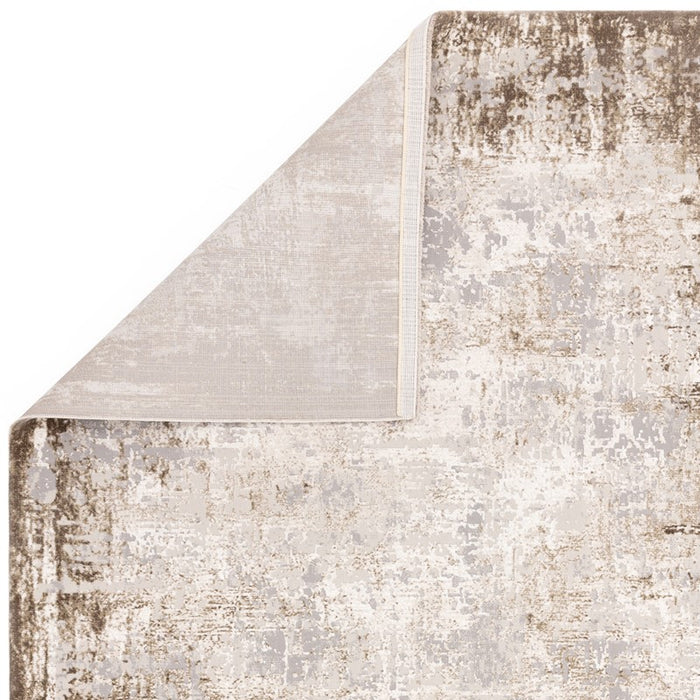 Kuza Border Modern Distressed Runner Rug in Beige