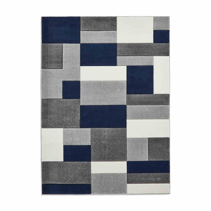 Matrix MT61 Grey/Navy Modern Geometric Rug