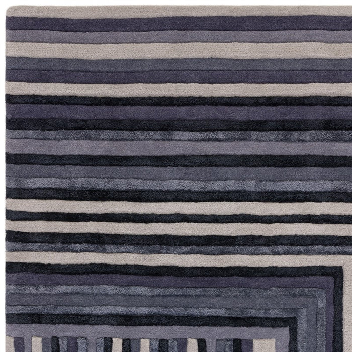 Matrix Network Geometric Wool Rug in Indigo Blue