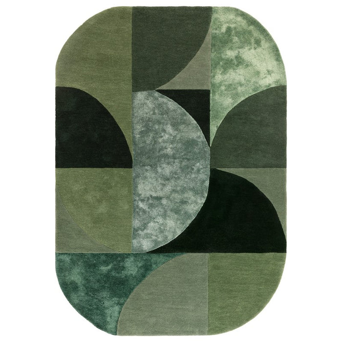 Matrix Oval Geometric Wool Rug in 75 Forest Green