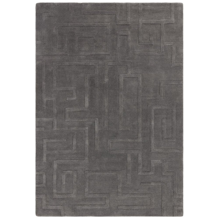 Maze Modern Classic Hand Tufted Wool Rugs in Charcoal Grey