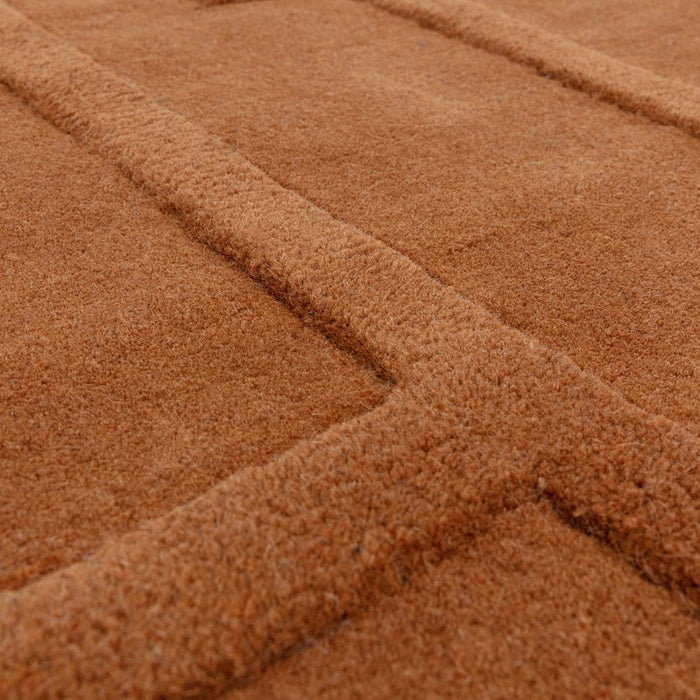 Maze Modern Classic Hand Tufted Wool Rugs in Rust Orange