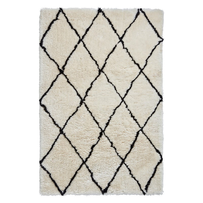 Morocco 2491 Boho Shaggy Rugs in Ivory Black