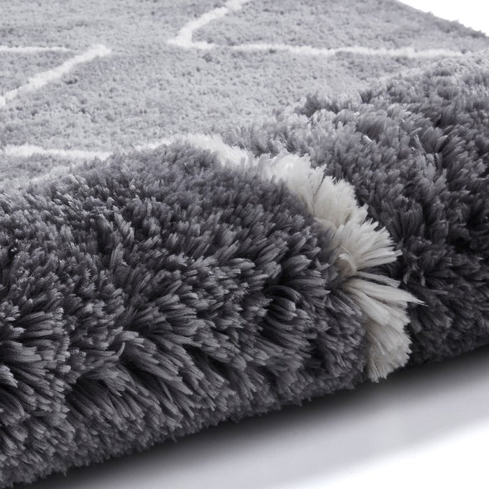 Morocco 3742 Boho Shaggy Rugs in Grey Cream