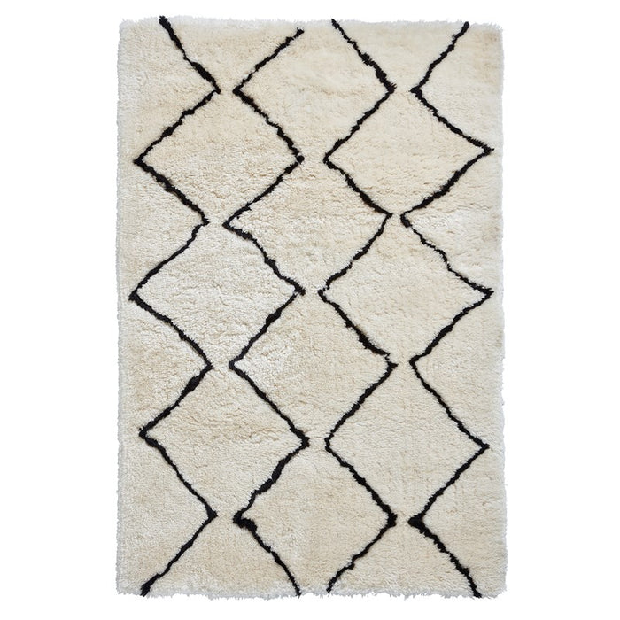 Morocco 3742 Boho Shaggy Rugs in Ivory Black