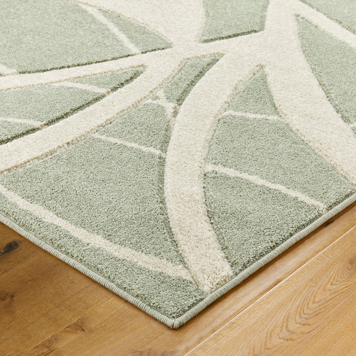 Portland 57 G Abstract Carved Rugs in Green Cream